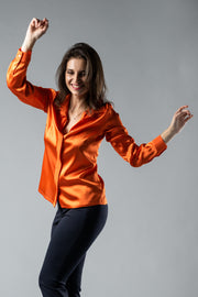 Camicia 100% seta elasticizzata - Arancio