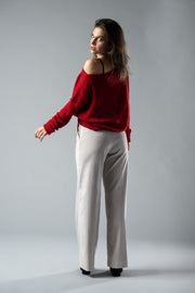 Pantalone "Comfort" velluto mille righe - Crema