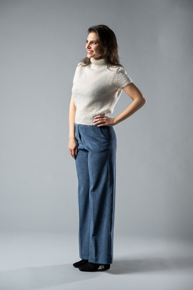 Pantalone "Comfort" velluto mille righe - Ortensia