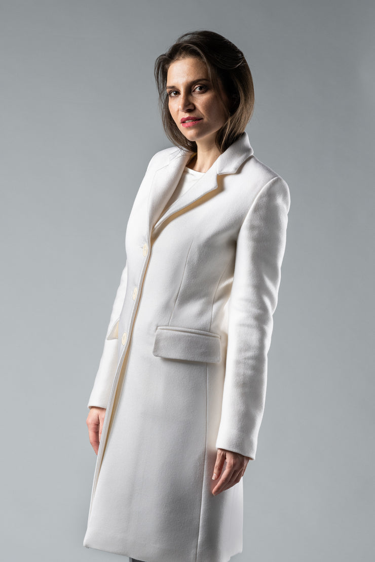 Cappotto 100% Cashmere modello "Uomo" - Bianco